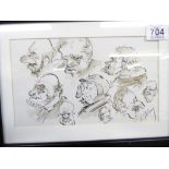 FRAMED CARICATURIST, PHIL MAY ATTRIBUTED, PEN & INK SKETCH