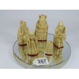 5 X LEWIS STYLE CHESS PIECES MARKED BMPL