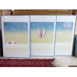 3 FRAMED PRINTS OF ASCENDING HOT AIR BALLOONS