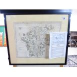 FRAMED & GLAZED MAP OF WESTMORLAND DATED 1789