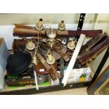 LARGE BOX OF ASSORTED ITEMS, METAL WARE & TOOLS