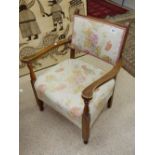 UPHOLSTERED OAK ARMCHAIR