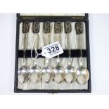 BOXED SET OF 6 SCANDINAVIAN WHITE METAL SPOONS