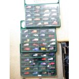 3 X "DAYS GONE VINTAGE DIE CAST MODELS BY LLEDO" DISPLAY CASES & 60 MODEL VANS/CARS