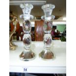 PAIR LARGE CRYSTAL CANDLESTICKS