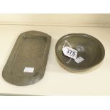 2 X PIECES OF TUDRIC PEWTER BOWL + TRAY