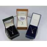 3 X BOXED 925 SILVER CHAINS, 2 WITH 925 SILVER PENDANTS + 1 OTHER