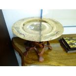 MIDDLE EASTERN BRASS TOPPED TABLE