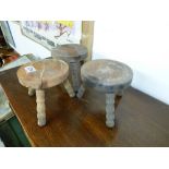 3 X SMALL WOODEN STOOLS