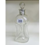 HALL MARKED SIVER RIMMED DECANTER, ELKINGTON & CO LTD, BIRMINGHAM 1904-05 29 CMS HIGH