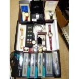 QUANTITY OF WATCHES & PENS (SOME BOXED)