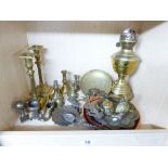 QUANTITY OF BRASS & COPPER ITEMS INCLUDING CANDLESTICKS