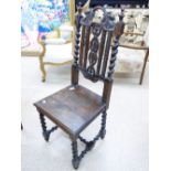 CARVED CHAIR WITH BRASS PLAQUE, MERTHYR VALE MALE VOICE PARTY, PENYGRAIG 1903 J.S. DAVIES