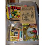 BOX OF COMICS, THE TITAN, 1915 THE DREADNOUGHT & CLASSICS ILLUSTRATED MAGAZINES