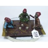 BERGMAN STYLE COLD PAINTED BRONZE FIGURE GROUP OF 3 ARAB BOYS PLAYING DICE