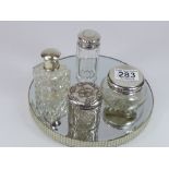 4 X VARIOUS HALL MARKED SILVER TOPPED BOTTLES/JARS