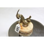 BRASS GOAT FIGURE ON A MARBLE BASE, 12cm HIGH