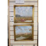 2 PAINTINGS WITH RURAL SCENES 37 X 41 CMS BOTH