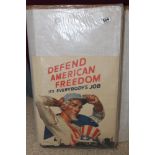 ORIGINAL WW11 POSTER 'DEFEND AMERICAN FREEDOM' 51 X 41 CMS