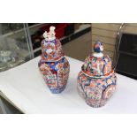 2 X IMARI LIDDED VASES