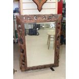 VINTAGE FRENCH MIRROR WITH CARVED OAK FRAME