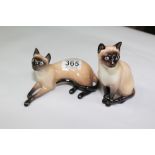 2 X ROYAL DOULTON SIAMESE CATS, HN 2655 + HN 2662