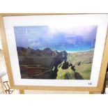 SIGNED PHOTOGRAPH OF A MOUNTAIN / BEACH SCENE 60 X 75 CMS