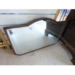 VINTAGE WALNUT FRAMED MIRROR WITH BEVELLED GLASS