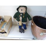 LARGE PADDINGTON BEAR TOY & CARVED WOODEN ELEPHANT