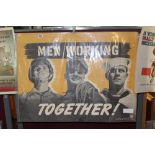 ORIGINAL WW11 AMERICAN POSTER 'MEN WORKING TOGETHER' BY THE DIVISION OF INFORMATION OFFICE FOR
