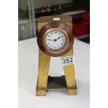 ARTS & CRAFT STYLE BRASS CASED CLOCK 21cm HIGH