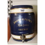 CERAMIC BARREL ADVERTISING BROWN & PANKS RICH GOLDEN SHERRY