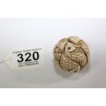 CARVED BONE FISH BALL NETSUKE