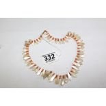 VINTAGE MOTHER OF PEARL & CORAL NECKLACE