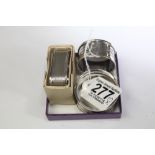 3 X HALL MARKED SILVER NAPKIN RINGS, INCLUDING 1 BOXED 35.78 GRAMS