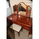 DRESSING TABLE WITH TRIPLE MIRROR & MATCHING STOOL