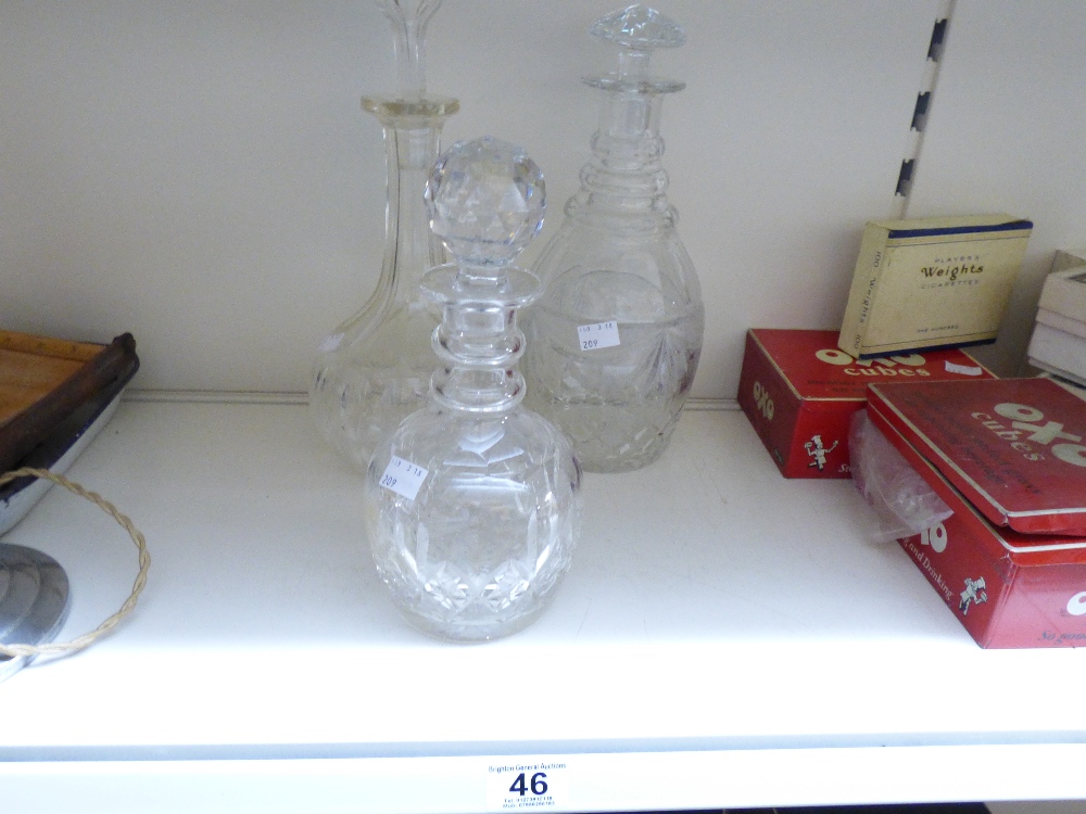 3 X GLASS DECANTERS