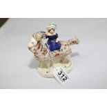 VICTORIAN FIGURE OF A GIRL RIDING A GOAT 14 CMS