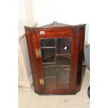 WALL HANGING CORNER CUPBOARD WITH GLAZED DOORS