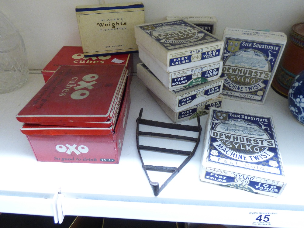 QUANTITY OF VINTAGE ADVERTISING BOXES & TINS INCLUDING DEWHURST'S SYLKO & OXO