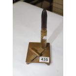 MILITARY WW11 TRENCH ART DESK PIECE DECORATED WITH SHELL CIGARETTE LIGHTER & AEROPLANE MODEL