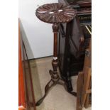 MAHOGANY PEDESTAL STAND WITH CARVING TO TOP