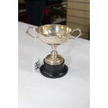 HALL MARKED SILVER SPORTS TROPHY, SHEFFIELD 1938-39WILLIAM HUTTON & SONS LTD, 118.84grams + STAND