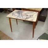 RETRO TABLE WITH REUBENS DESIGN TO TOP
