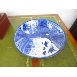 LARGE JAPANESE BLUE & WHITE CHARGER 45.5 CMS DIAMETER