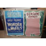 SKEGNESS PAVILION POSTER, WONDER ON WHEELS & SEASIDE SERVICES POSTER 76 X 50 CMS BOTH