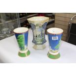 PAIR OF ART DECO STYLE VASES + 1 OTHER