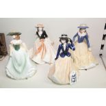 4 X ROYAL WORCESTER LADIES, CAROLINE, ELIZABETH, HANNAH & ANNABEL