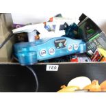 QUANTITY OF TOYS & GAMES INCLUDING NINTENDO 64, XBOX CONTROLS, BOXED TIN PLATE CARS & STAR TREK