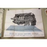 ORIGINAL WW11 POSTER No 4148 BY OFSET LTD. BIRMINGHAM 'MERLIN AERO - ENGINE' 75 X 99 CMS